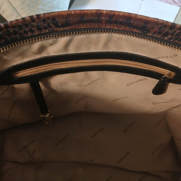 Brahmin Handbag, Black leather with brown trim - Picture 8 of 11